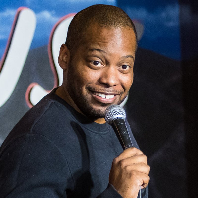 Al Jackson on stage at a Cool Beans Comedy show.