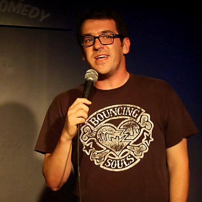 Dave Ross on stage at a Cool Beans Comedy show.