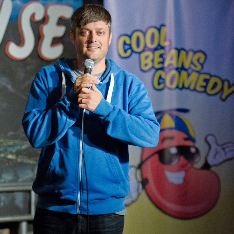 Nate Bargatze on the Cool Beans Comedy stage.